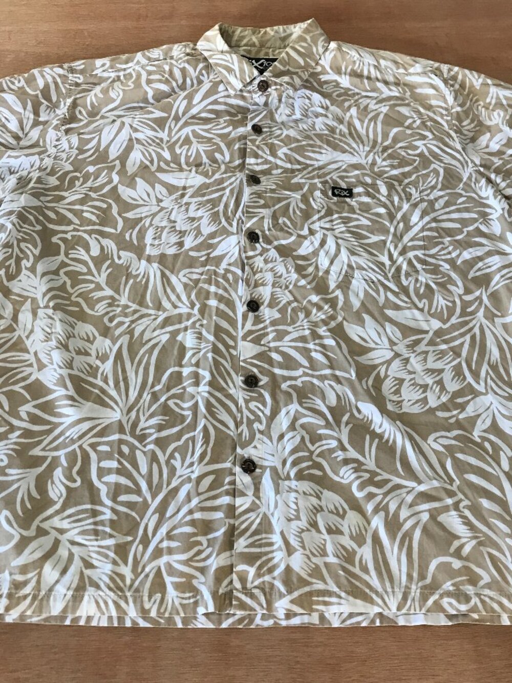 Rix Hawaiian Shirt Men XXL Brown Floral Button Up Pocket Short Sleeve Collared